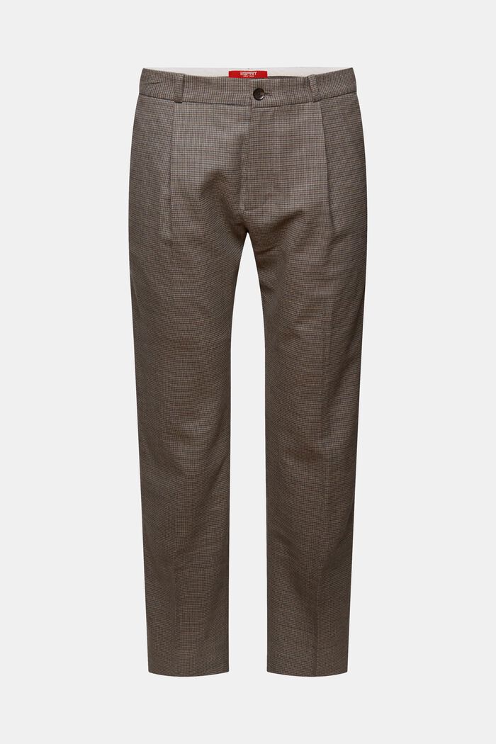 Wełniane spodnie w pepitkę, BROWN GREY, detail image number 7