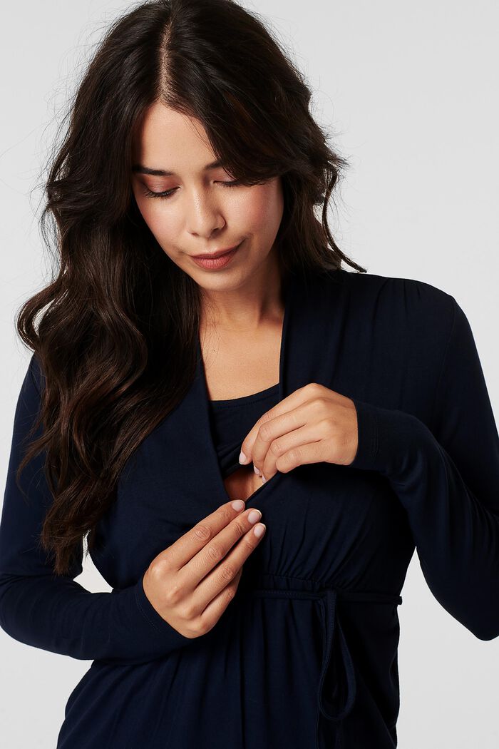 Bluzka z długim rękawem dla matek karmiących, LENZING™ ECOVERO™, NIGHT BLUE, detail image number 0