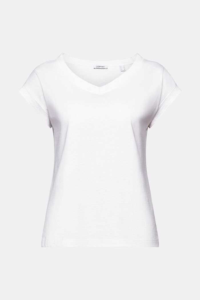 T-shirt z dekoltem w serek, WHITE, detail image number 5