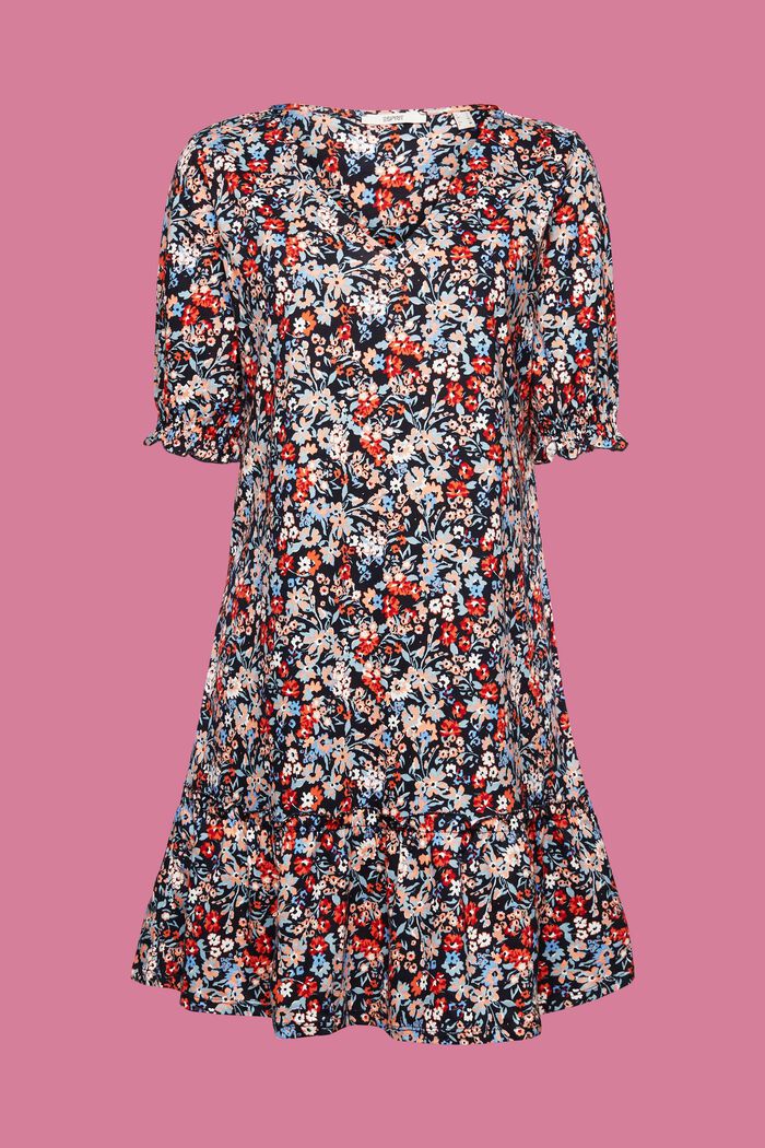 Dżersejowa sukienka mini z nadrukiem, 100% bawełny, NAVY, detail image number 5