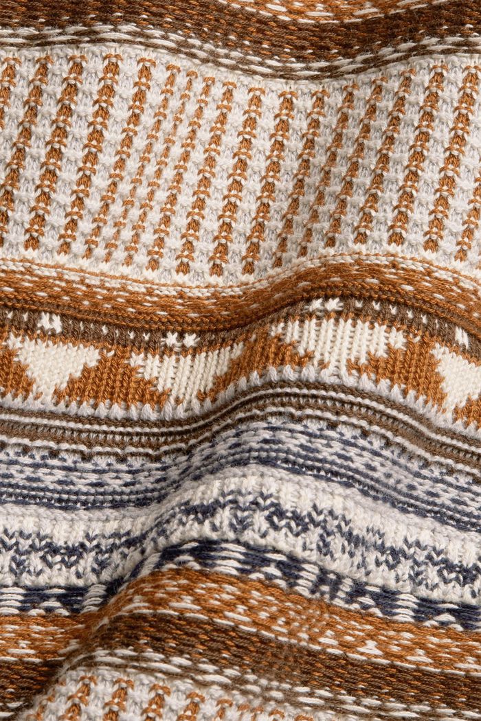 Żakardowy sweter z norweskim wzorem, CARAMEL, detail image number 1