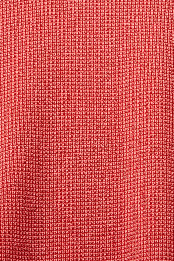Sweter basic z okrągłym dekoltem, 100% bawełny, CORAL RED, detail image number 4