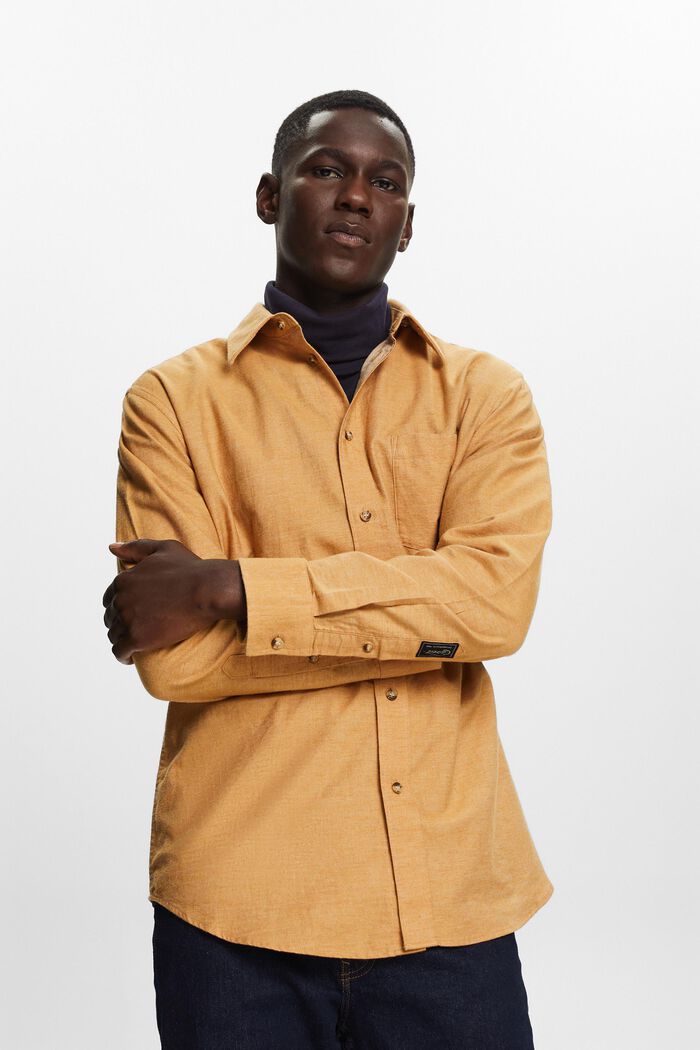 Melanżowa koszula, 100% bawełny, CAMEL, detail image number 0