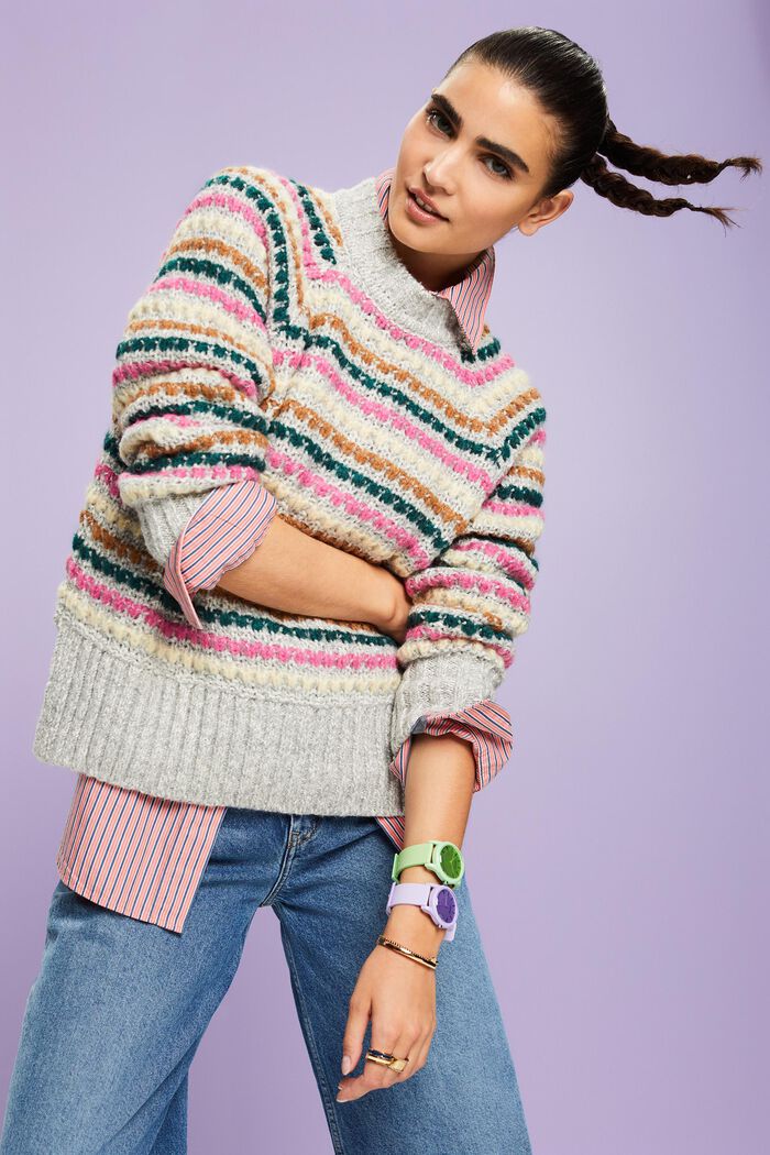 Sweter z mieszanki bawełny i wełny, LIGHT GREY, detail image number 2