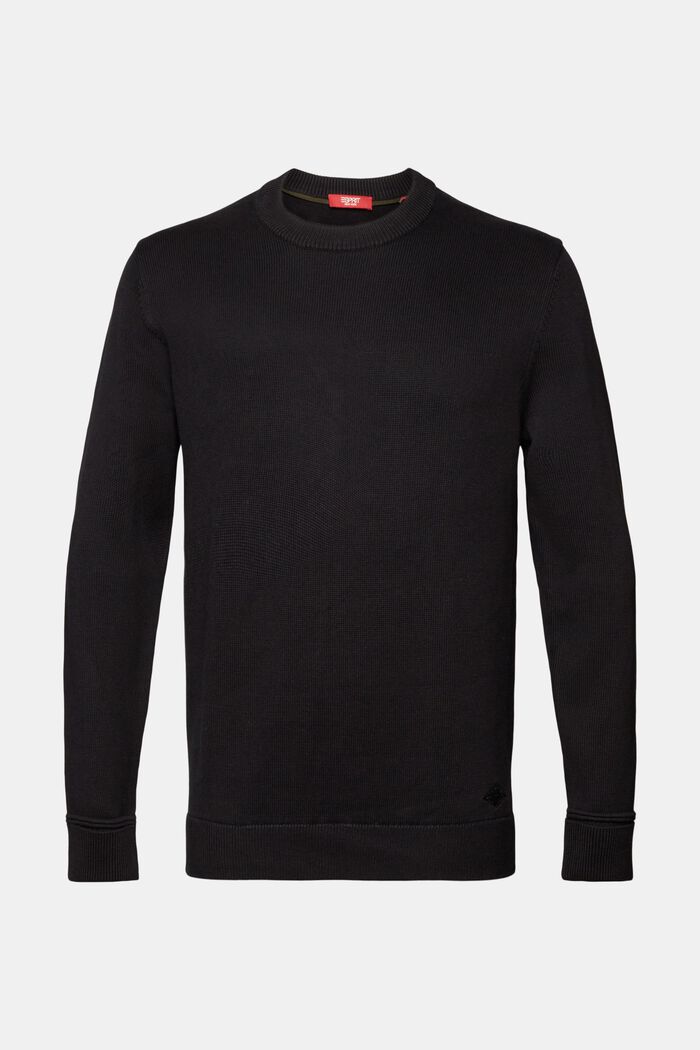 Sweter z okrągłym dekoltem z bawełny, BLACK, detail image number 6