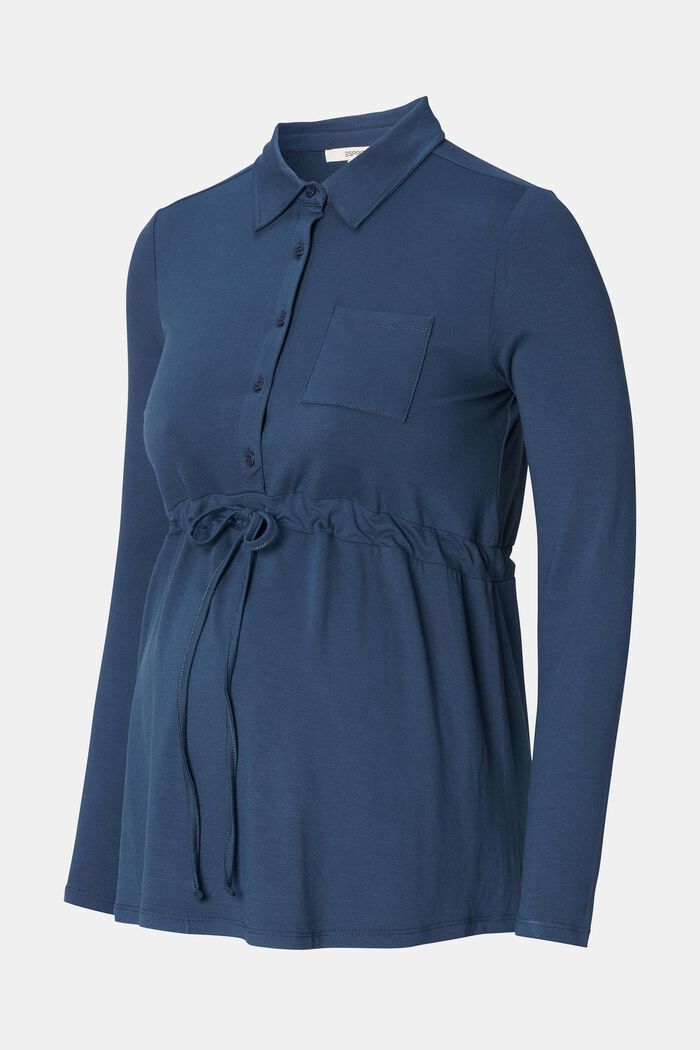 Dżersejowa bluzka z długim rękawem, DARK BLUE, detail image number 6