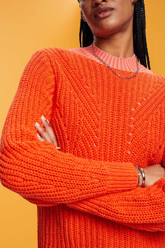 Ażurowy sweter, ORANGE RED, detail image number 2