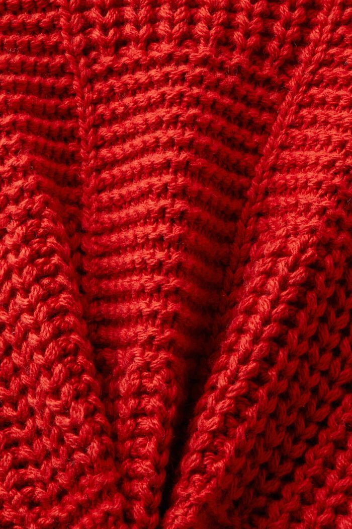 Sweter z kołnierzem szalowym z grubej dzianiny, DARK RED, detail image number 5