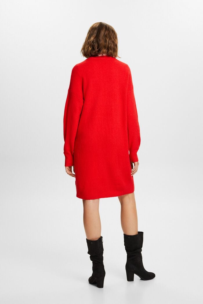 Dzianinowa sukienka mini, RED, detail image number 4