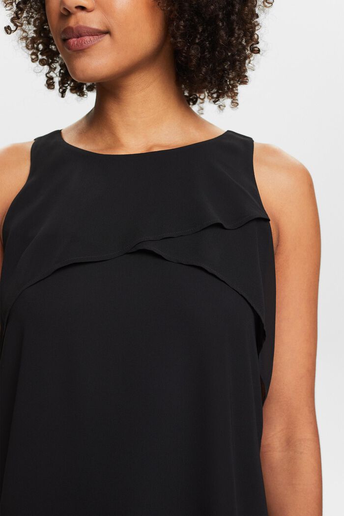 Sukienka mini bez rękawów z szyfonowej krepy, BLACK, detail image number 3