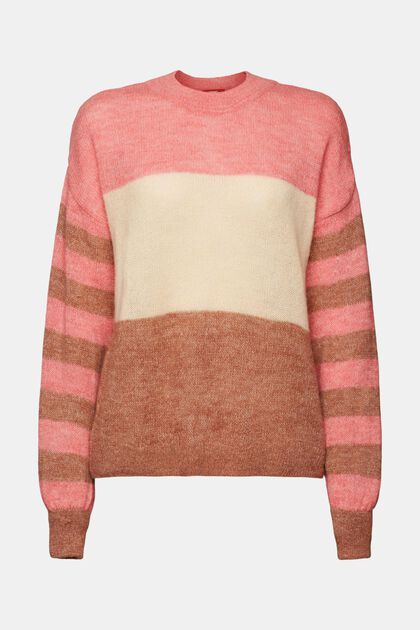 Sweter w kolorowe pasy, mieszanka wełniana