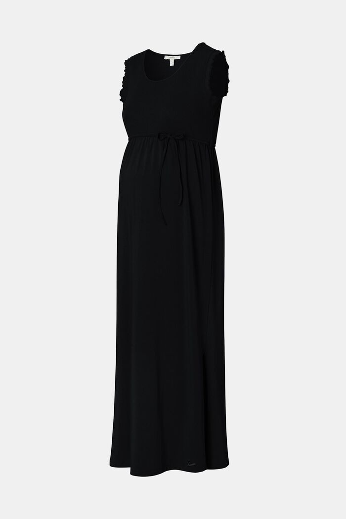 Sukienka maxi z bawełny organicznej, BLACK, overview