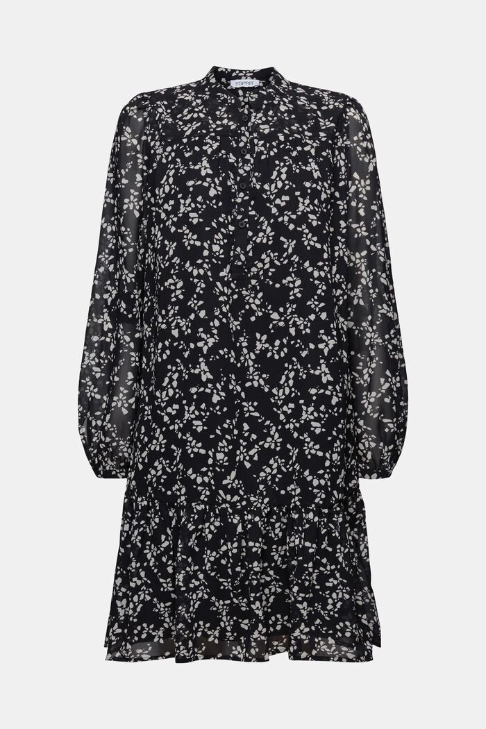 Sukienka mini z szyfonu z nadrukiem, BLACK, detail image number 5