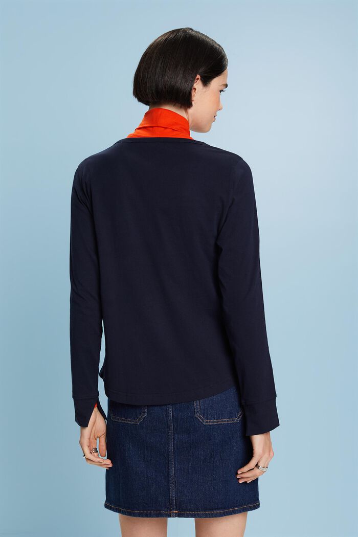 Bawełniany top henley, NAVY, detail image number 4
