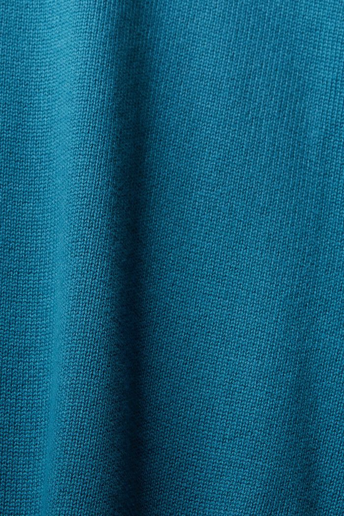Dzianinowy sweter z dekoltem w serek, DARK TURQUOISE, detail image number 1