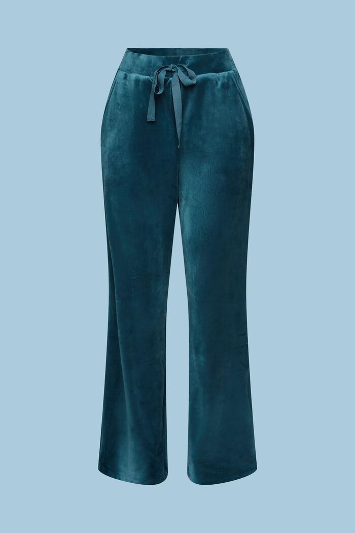 Aksamitne spodnie typu loungewear, PETROL BLUE, detail image number 5
