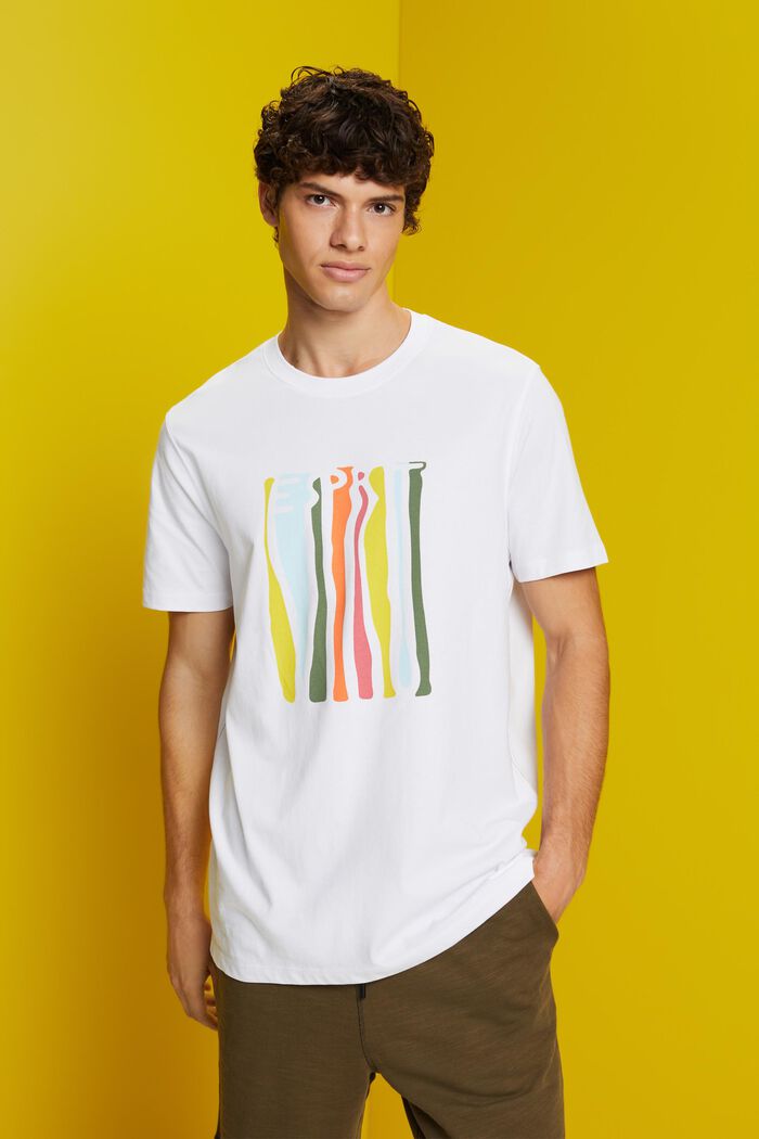 Dżersejowy T-shirt z nadrukiem, 100% bawełny, WHITE, detail image number 0