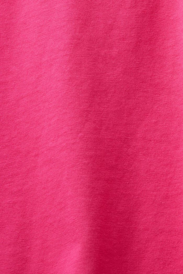 Bawełniany T-shirt z okrągłym dekoltem, PINK FUCHSIA, detail image number 4