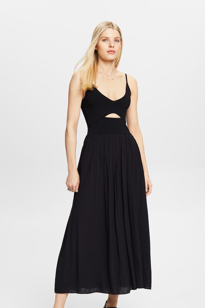 Sukienka midi z wycięciem, BLACK, detail image number 0