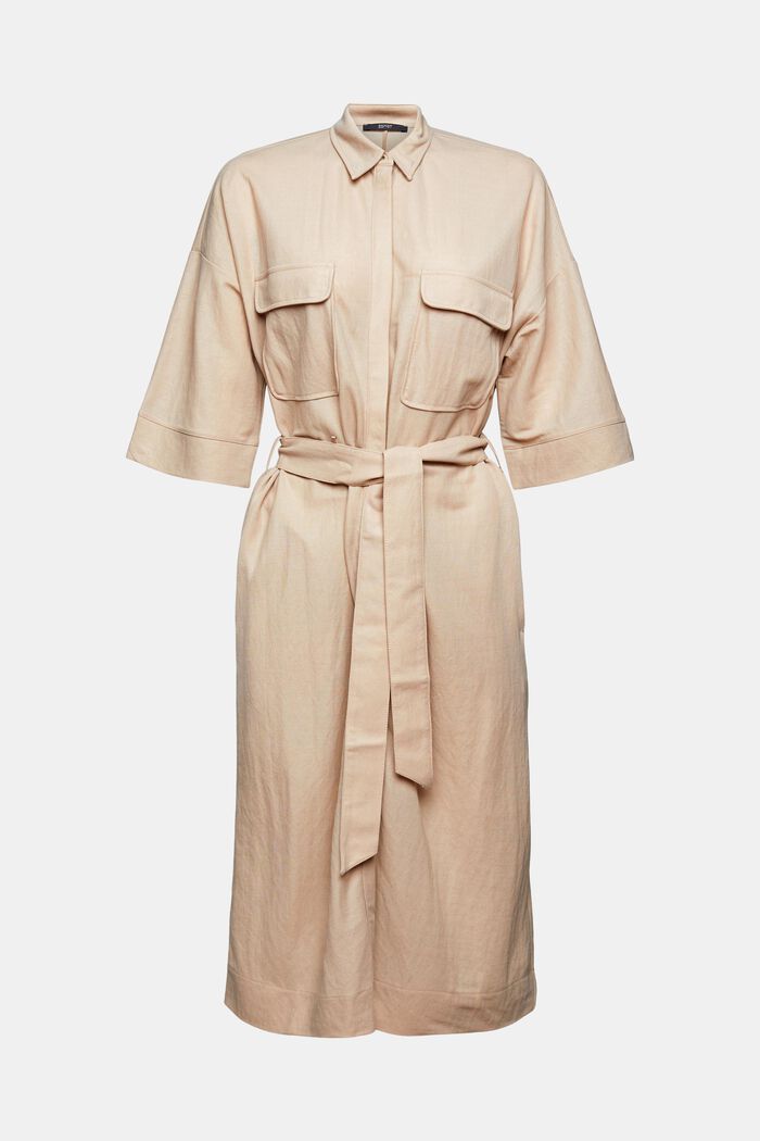 Koszulowa sukienka, LENZING™ ECOVERO™, LIGHT TAUPE, detail image number 7