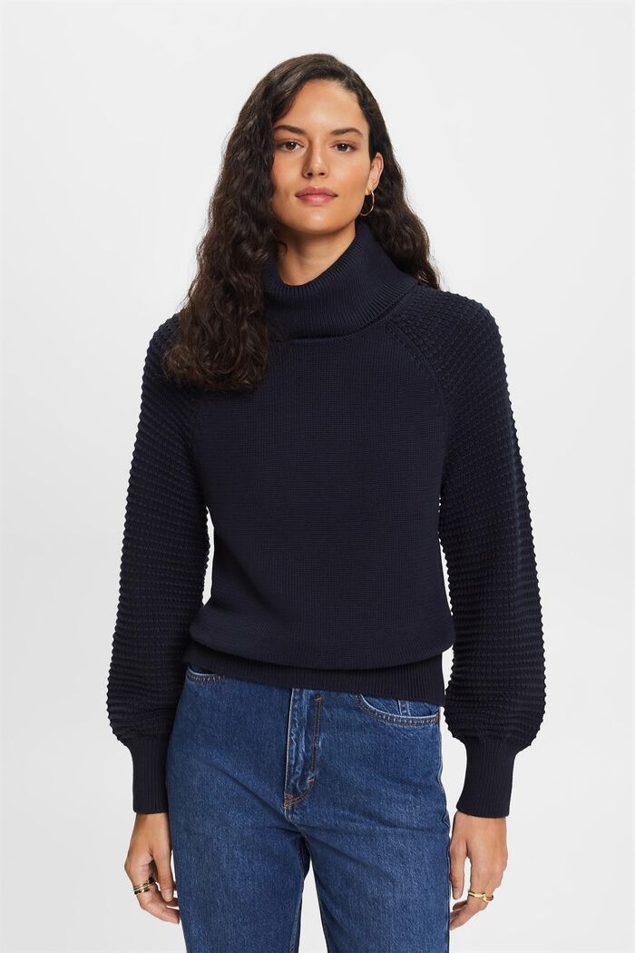 Sweter z półgolfem z bawełny, NAVY, detail image number 2