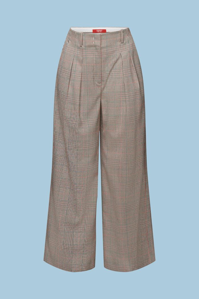 Spodnie w kratkę z szerokimi nogawkami, CARAMEL, detail image number 6