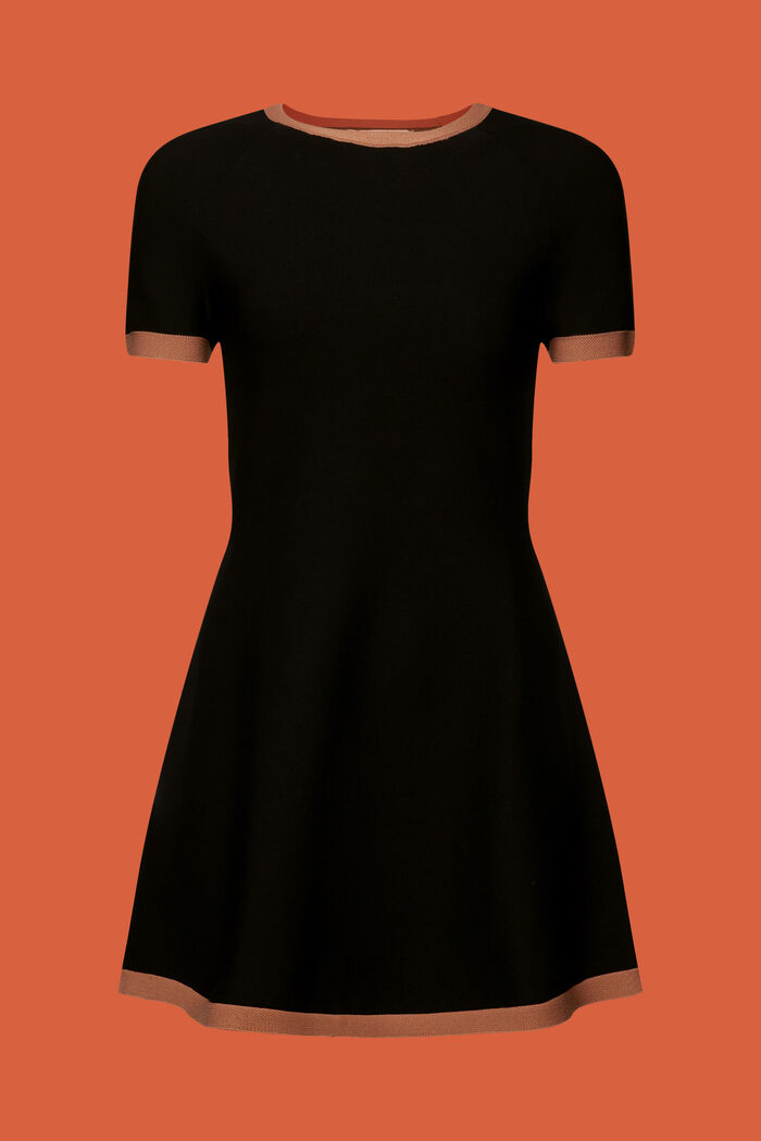 Dzianinowa sukienka z krótkim rękawem, BLACK, detail image number 5