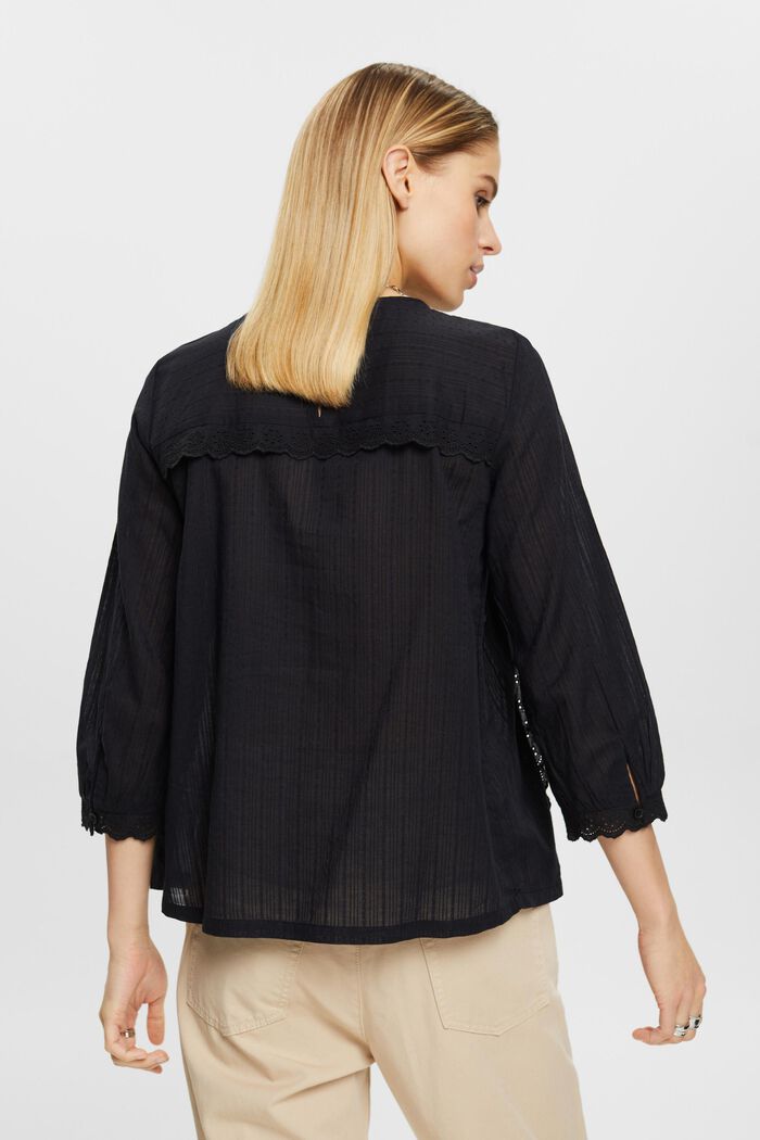 Koronkowa bluzka z falistym brzegiem, BLACK, detail image number 3