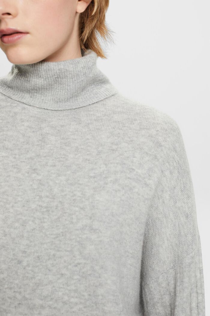 Sweter z półgolfem z wełną, LIGHT GREY, detail image number 2