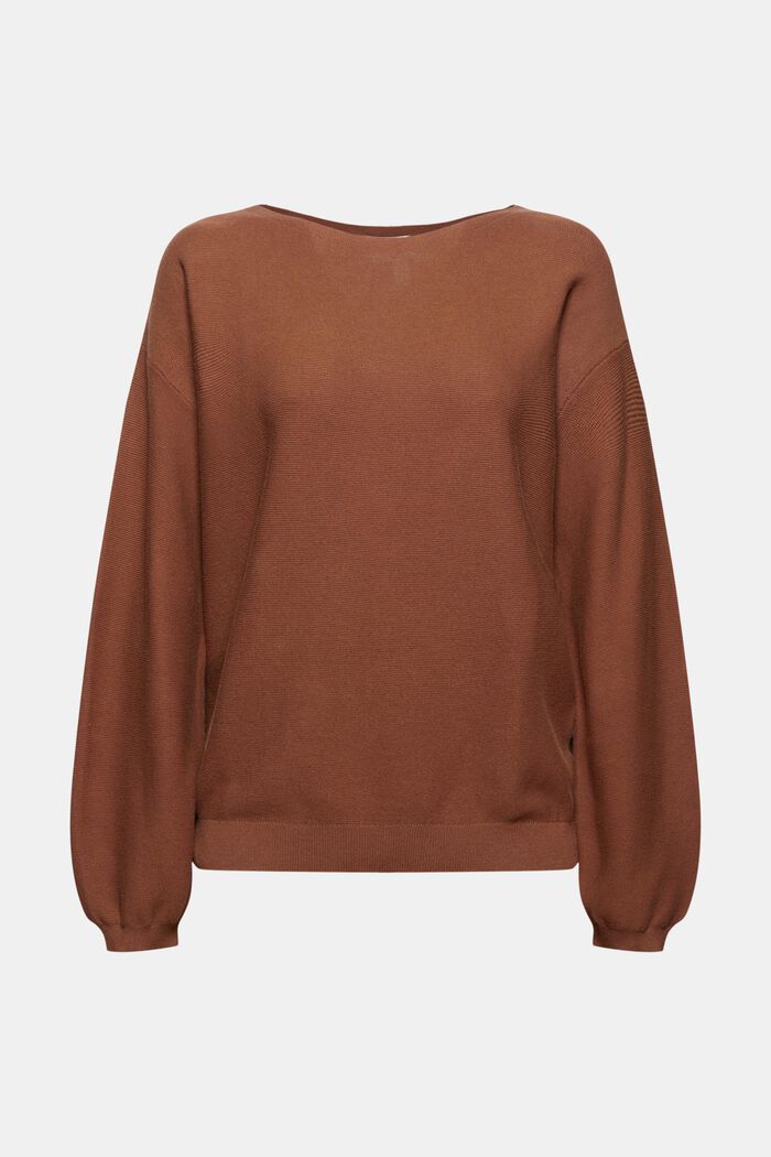 Dzianinowy sweter, 100% bawełny ekologicznej, TOFFEE, detail image number 0