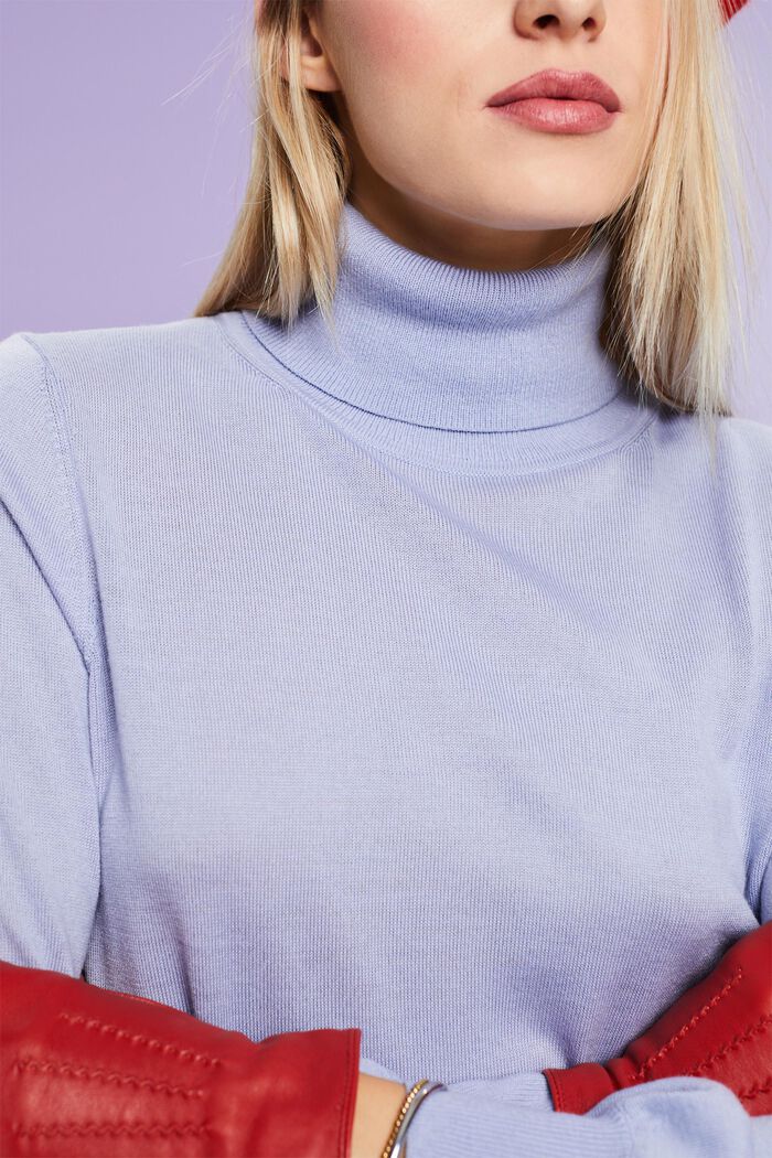Wełniany sweter z półgolfem, LIGHT BLUE LAVENDER, detail image number 3