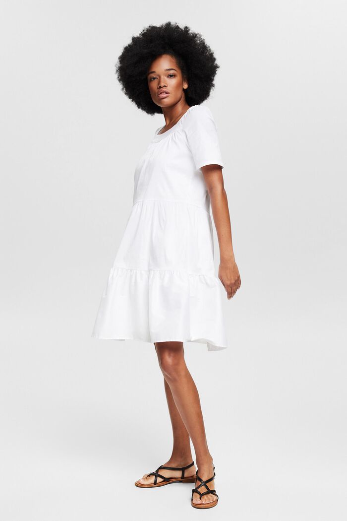 Sukienka z falbanami, LENZING™ ECOVERO, WHITE, detail image number 6
