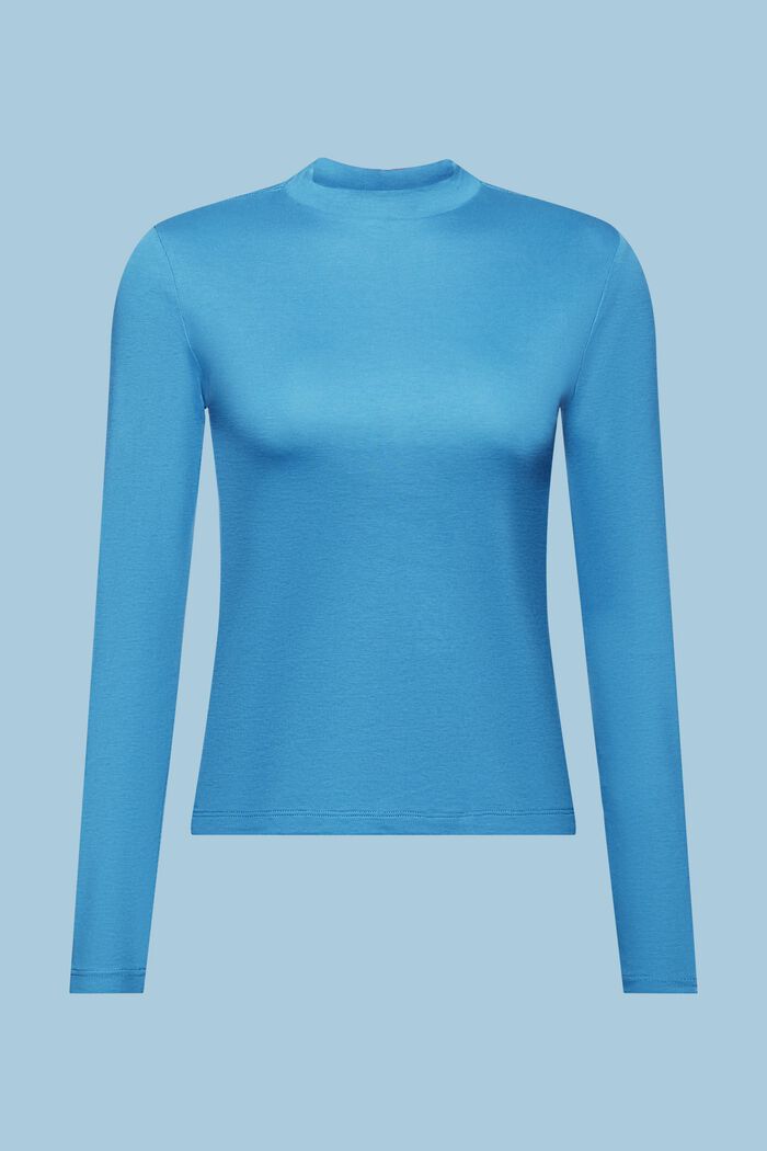 Bluzka z długim rękawem z bawełnianego dżerseju, BLUE, detail image number 6