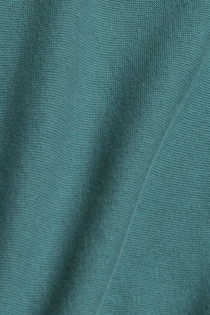 Dzianinowy sweter, 100% bawełny ekologicznej, TEAL BLUE, detail image number 1
