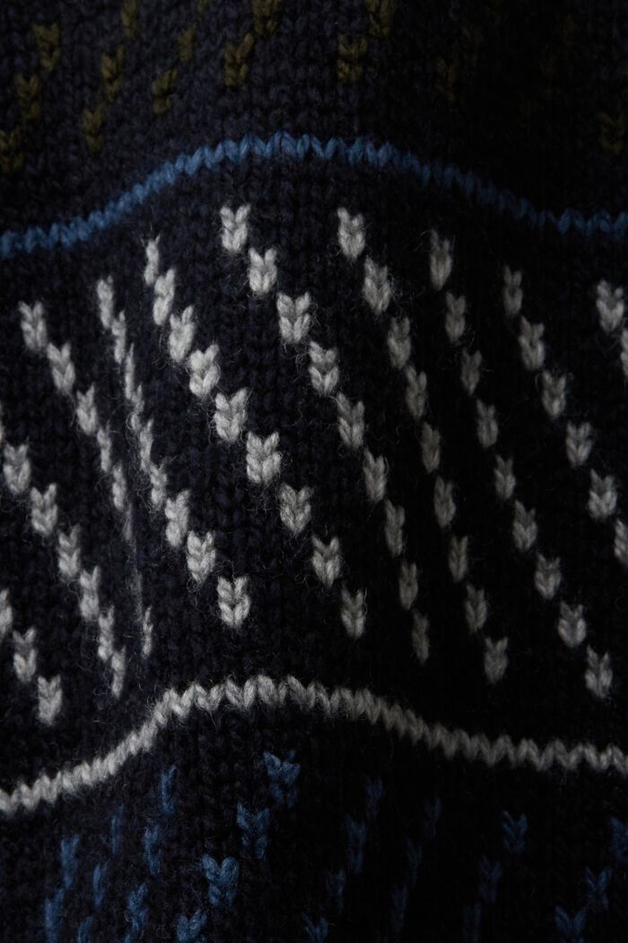 Wzorzysty sweter z mieszanki wełnianej, NAVY, detail image number 5