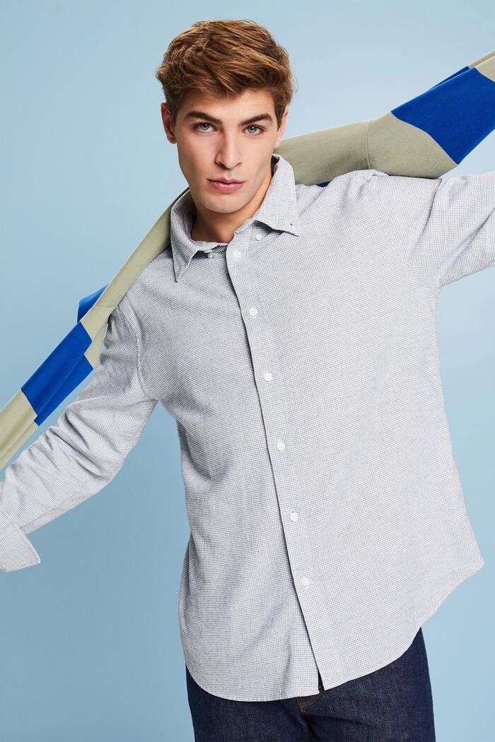 Koszula bawełniana w drobną kratkę, fason regular fit, WHITE, detail image number 4