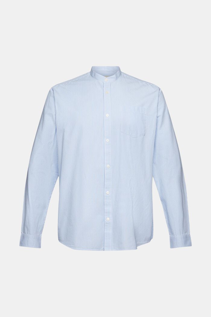 Bawełniana koszula w prążki ze stójką, GREY BLUE, detail image number 5