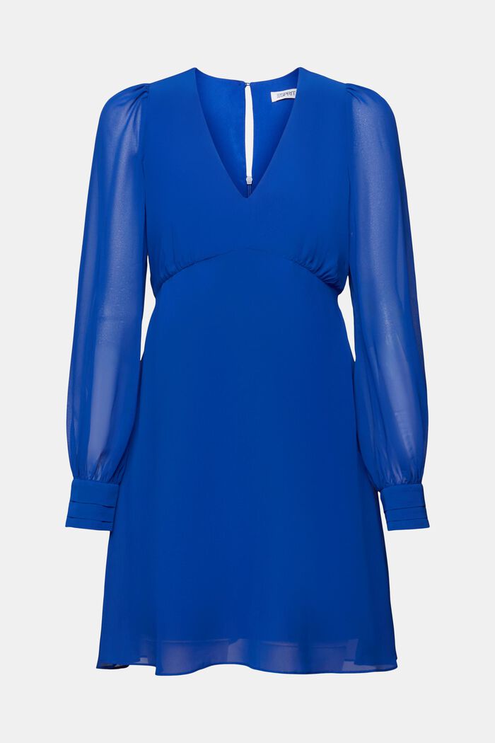 Szyfonowa sukienka mini z dekoltem w serek, BRIGHT BLUE, detail image number 6