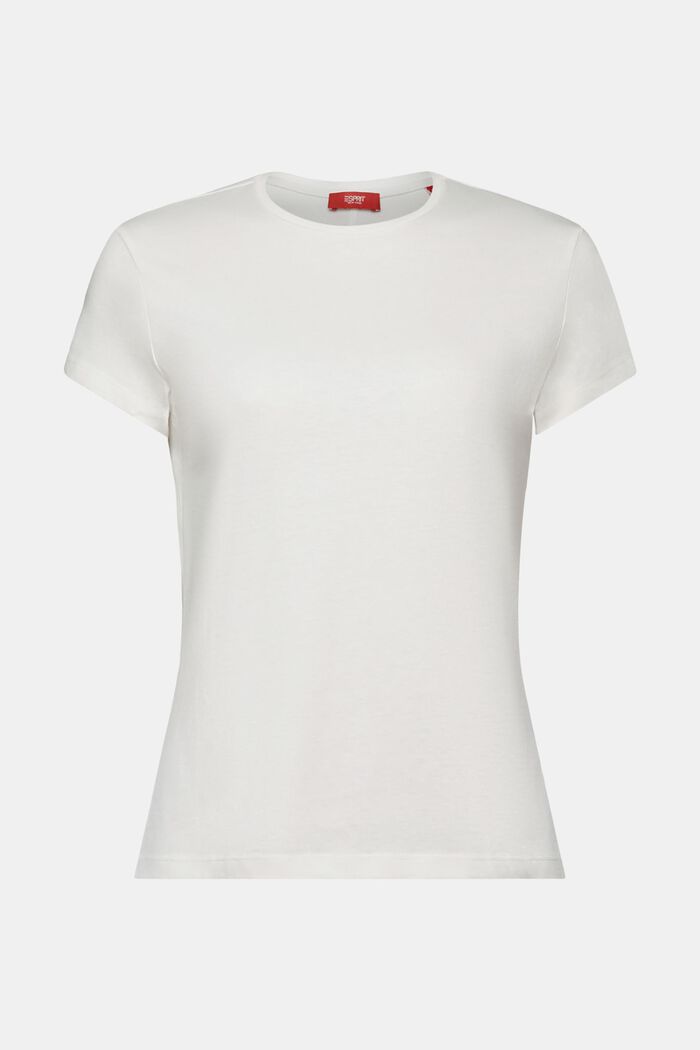 T-shirt z okrągłym dekoltem, 100% bawełna, OFF WHITE, detail image number 5