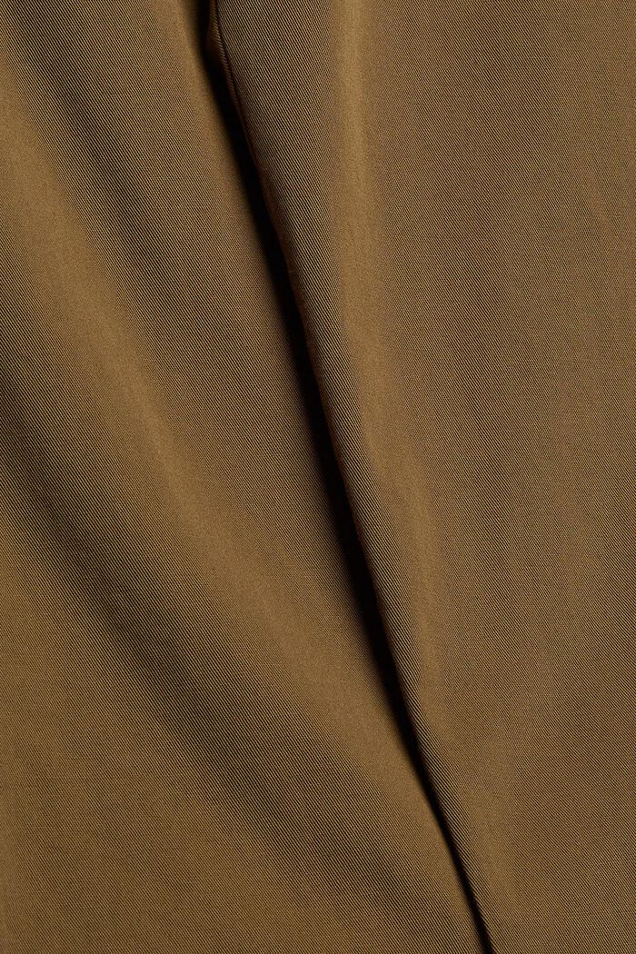 Spodnie z zakładkami i paskiem, bawełna pima, KHAKI GREEN, detail image number 1