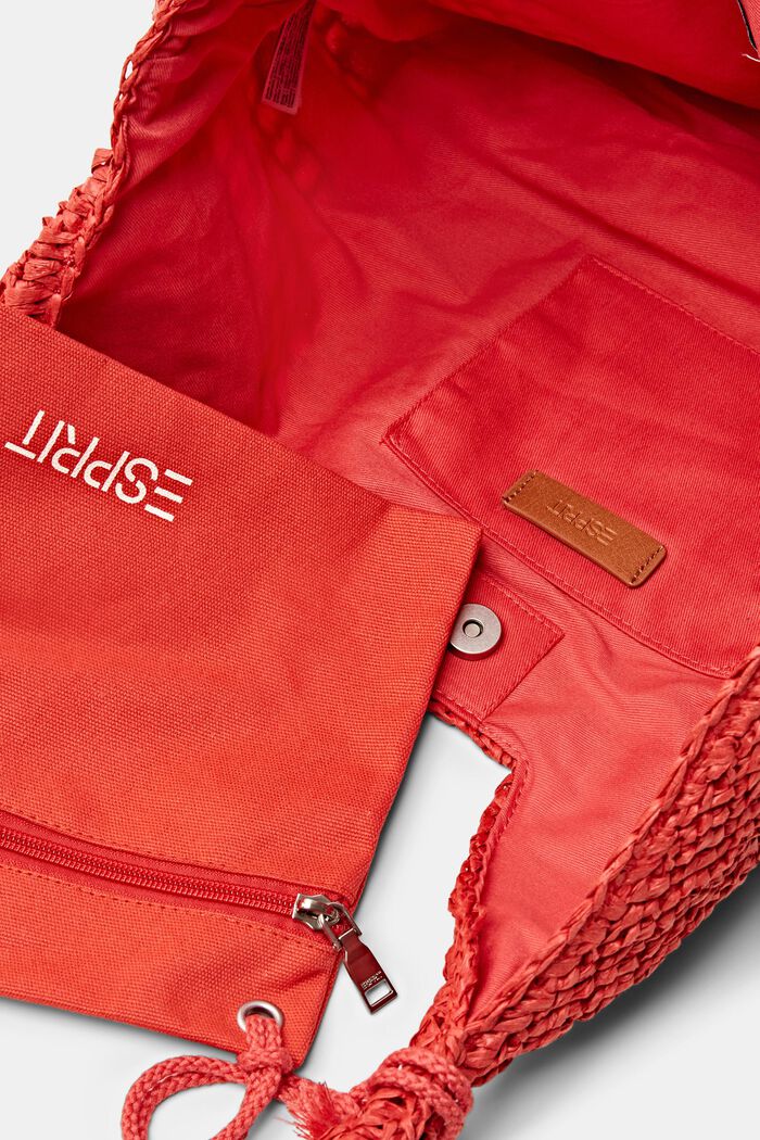 Słomkowa torba tote, ORANGE RED, detail image number 3