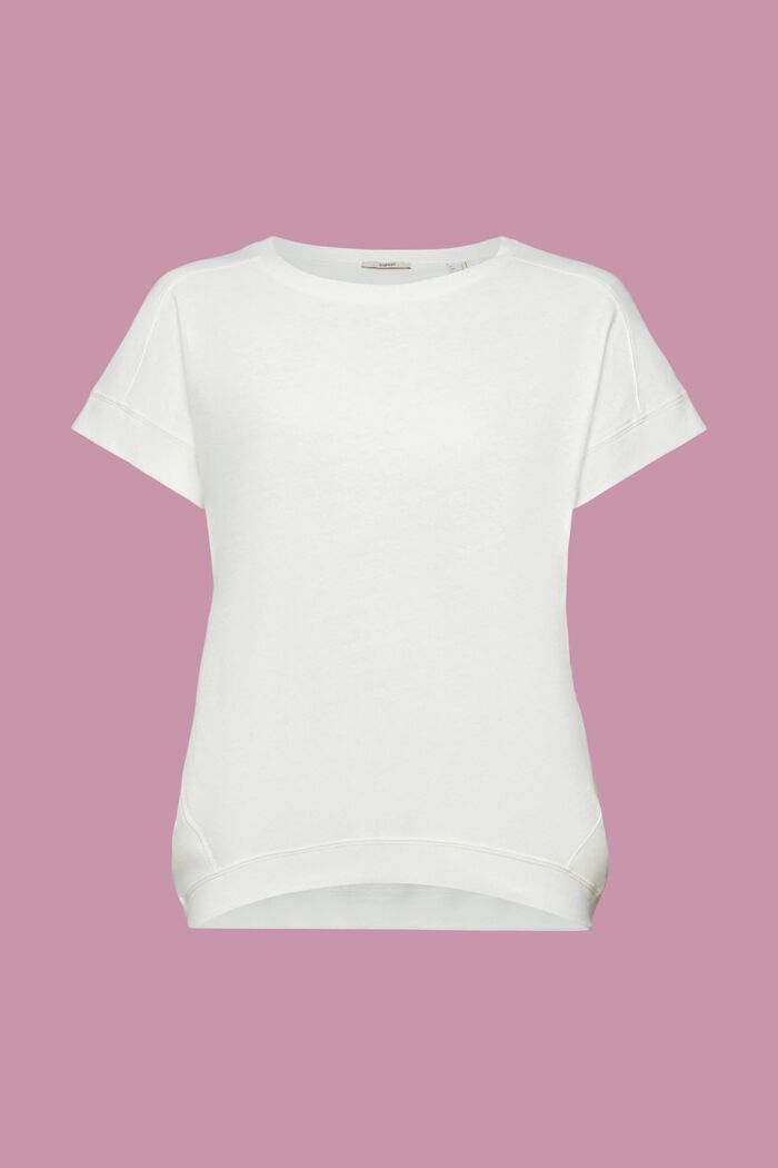 T-shirt z mieszanki bawełny i lnu, OFF WHITE, detail image number 6