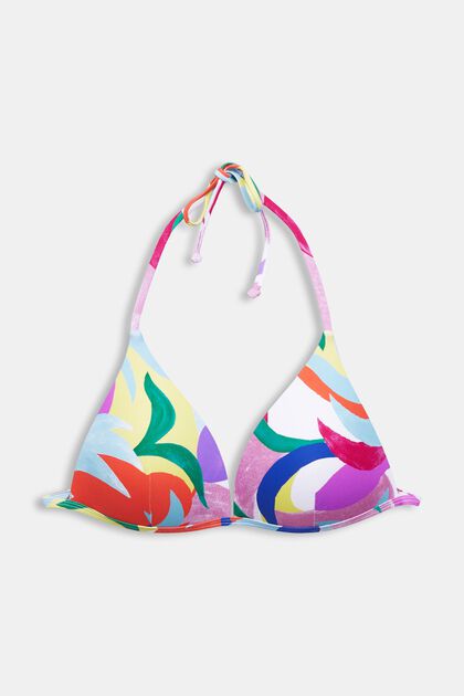 Z recyklingu: top od bikini w kolorowy wzór, VIOLET, overview