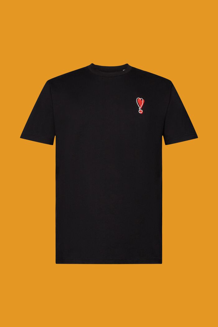 T-shirt ze zrównoważonej bawełny z motywem serca, BLACK, detail image number 6