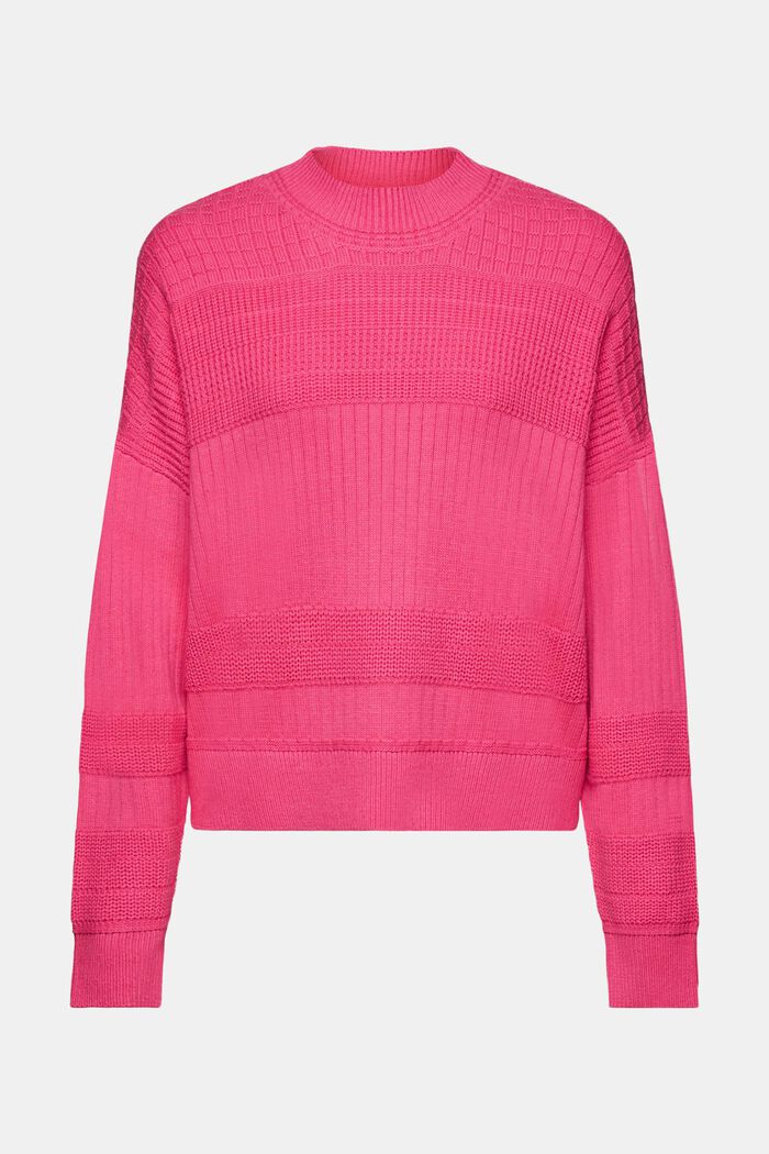 Dzianinowy sweter z miksem wzorów, PINK FUCHSIA, detail image number 6