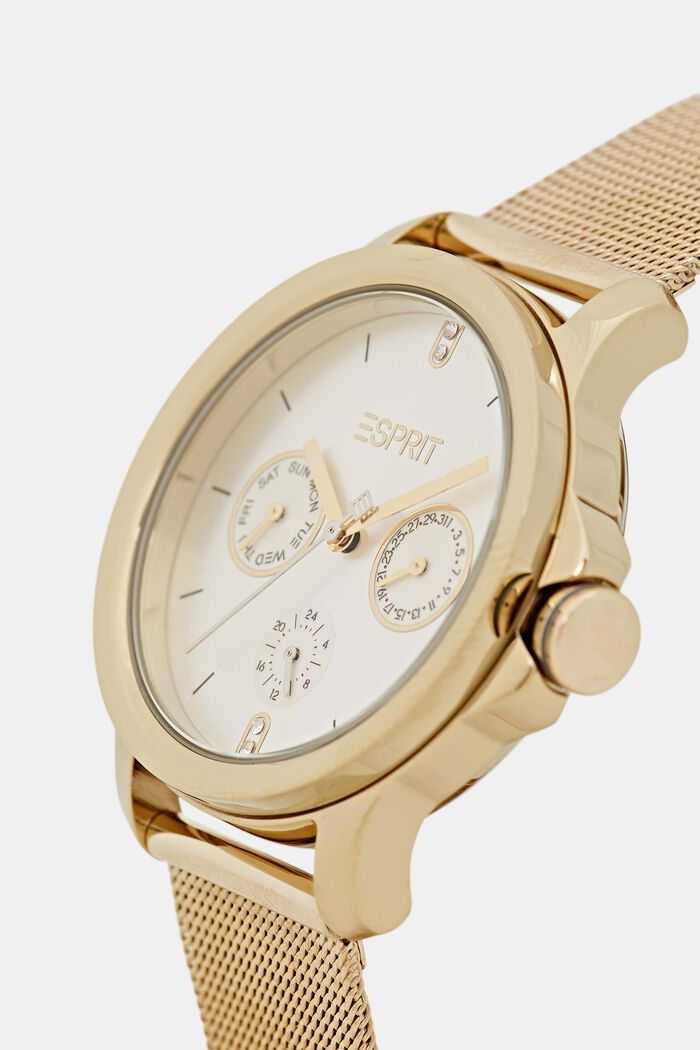 Zegarek wielofunkcyjny z bransoletą z siateczki, GOLD, detail image number 1