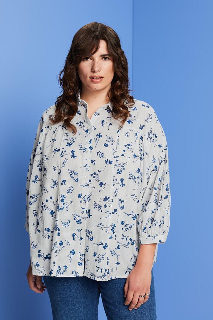 PLUS SIZE bluzka koszulowa oversize, 100% bawełny, OFF WHITE, detail image number 0