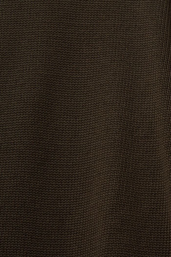 Sweter z okrągłym dekoltem z bawełny, DARK KHAKI, detail image number 4