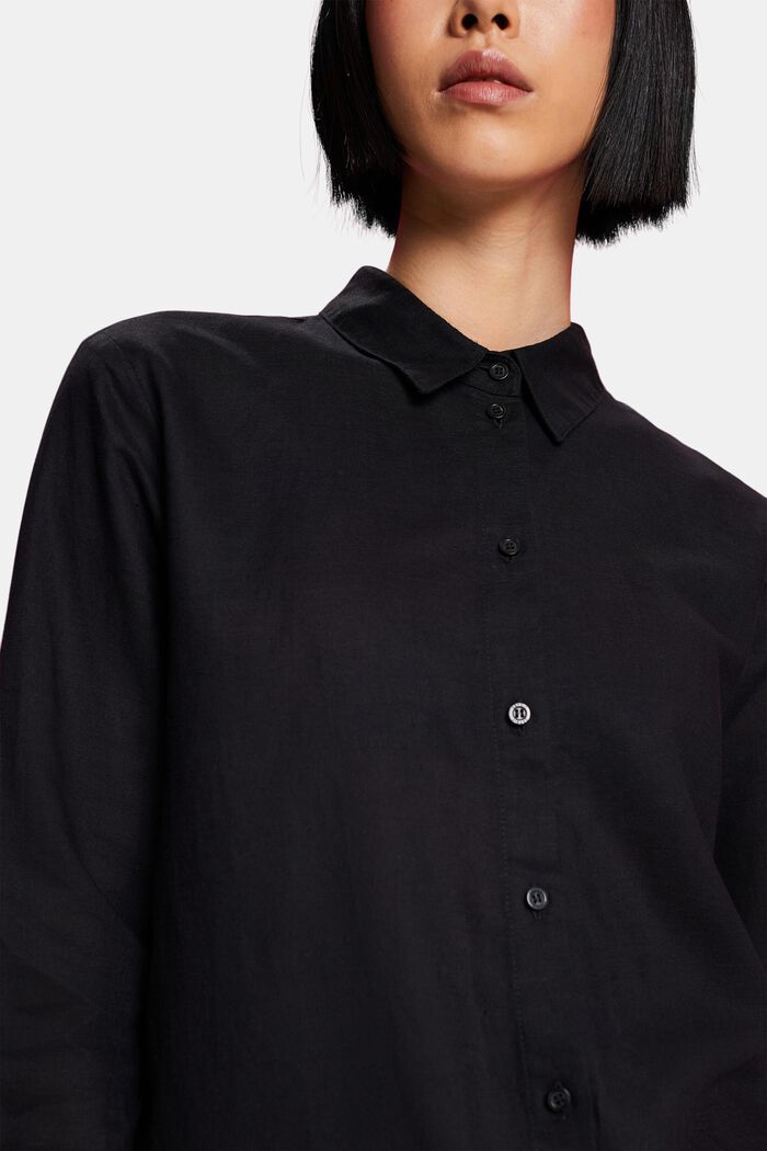 Koszula z bawełny i lnu, BLACK, detail image number 2
