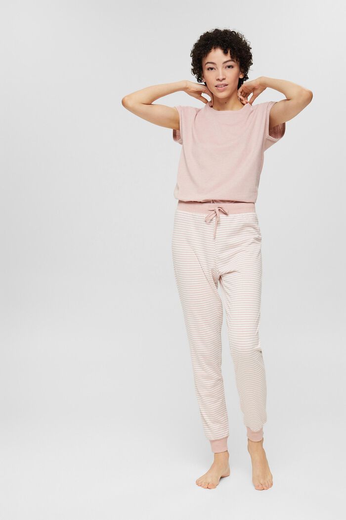 Spodnie od piżamy z jerseyu, mieszanka z bawełną ekologiczną, OLD PINK COLORWAY, detail image number 1